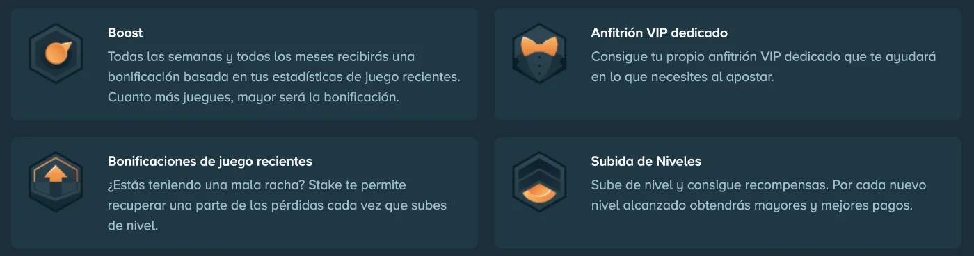 Niveles del programa VIP y recompensas en Stake Casino